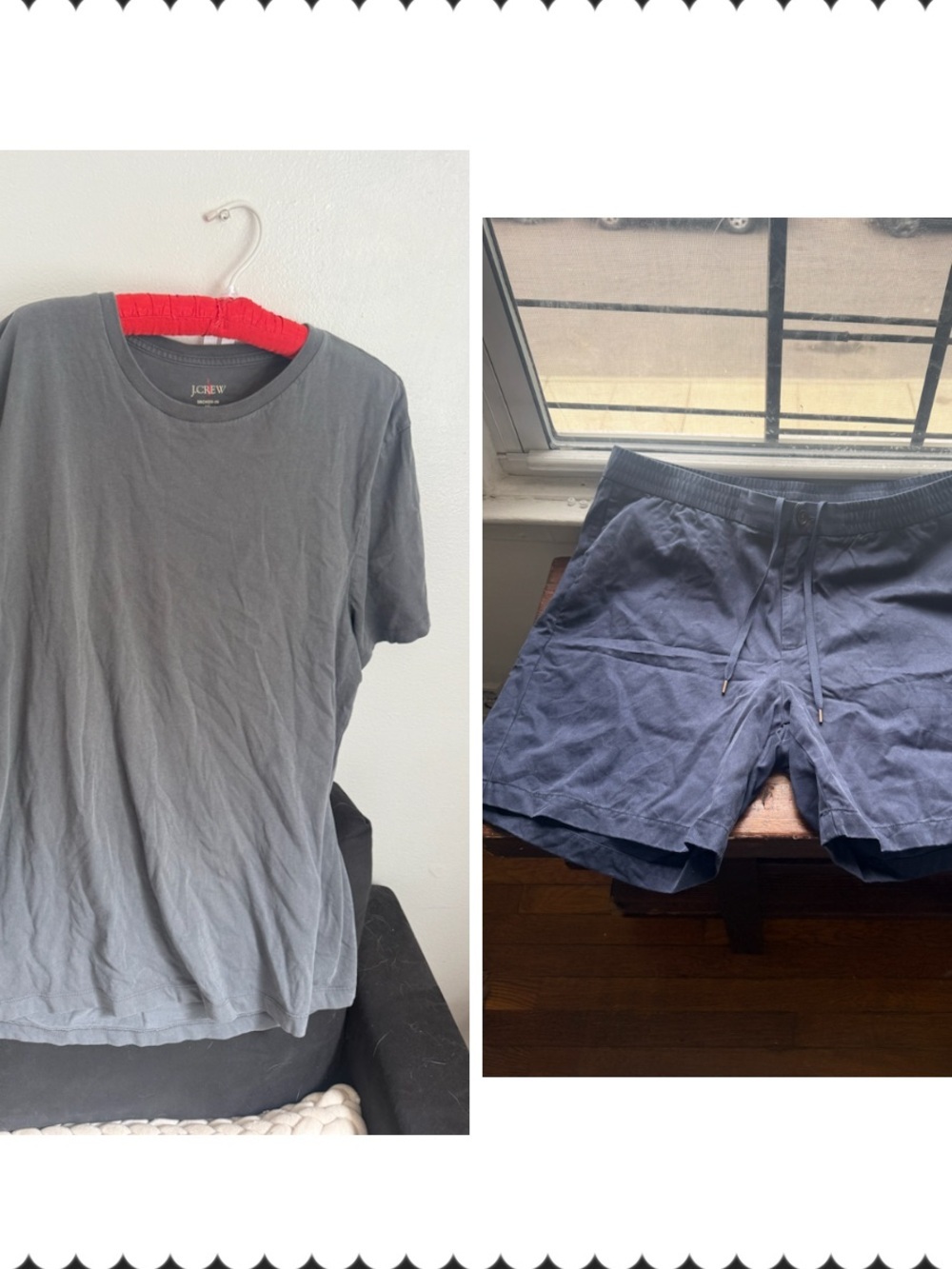 J. Crew Men's Gray Crewneck T-Shirt & Navy Drawstring Shorts Bundle - Picture 2 of 7
